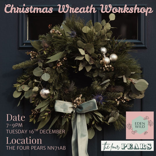 Christmas Wreath Workshop at The Four Pears Pub Tuesday 16th December 7-9pm
