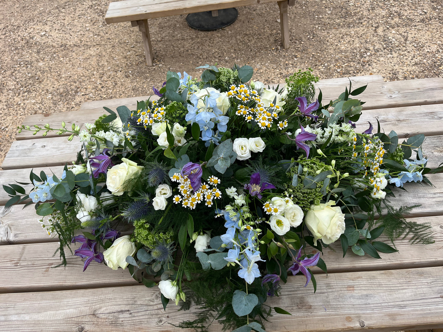 Casket Spray- Blue's and whites